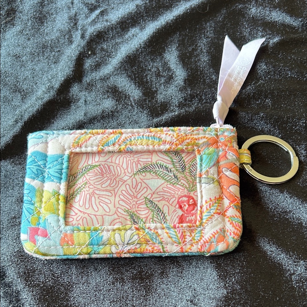 Vera Bradley Floral Quilted Key Card Holder in Turquoise, Coral, Yellow